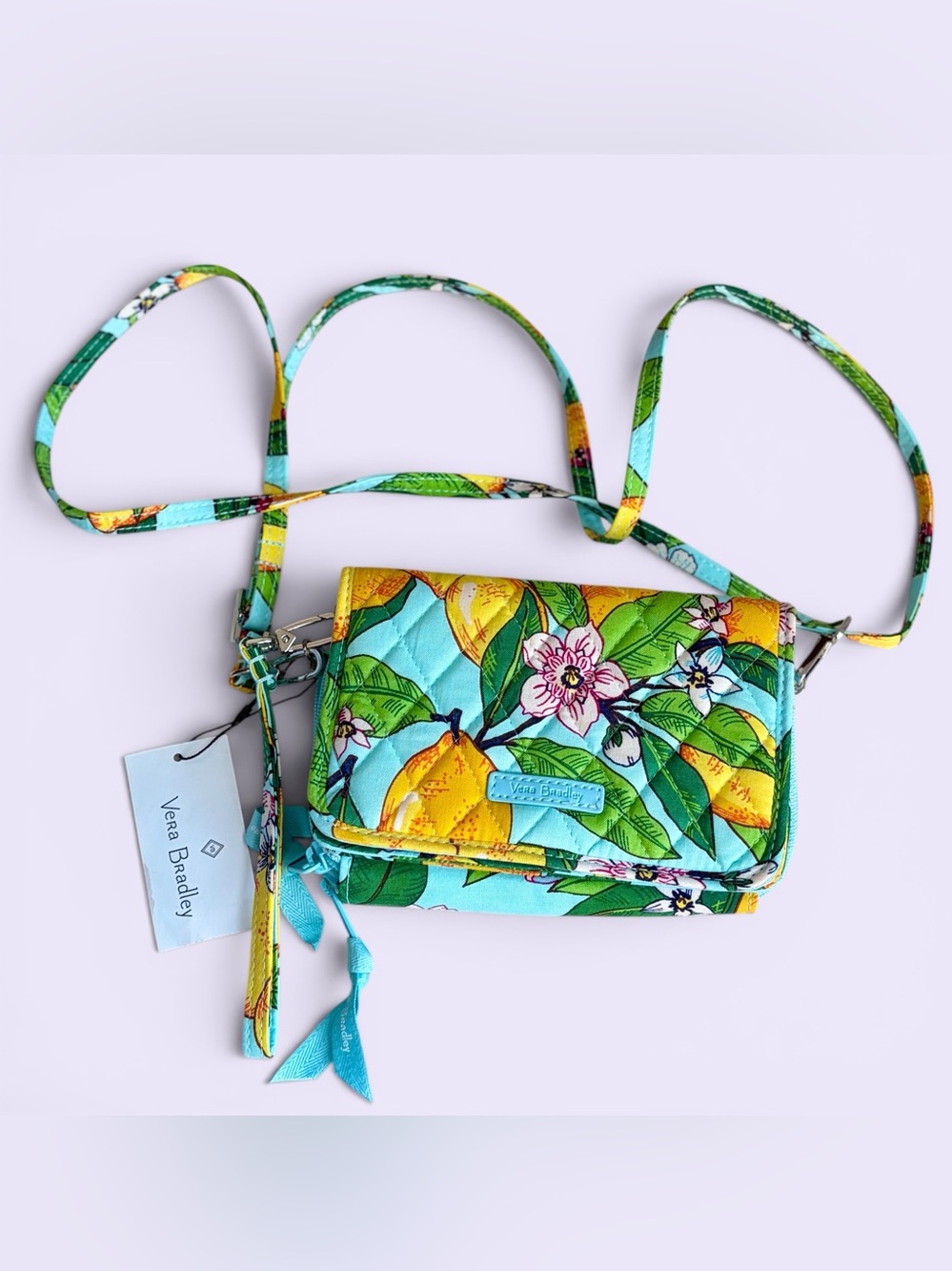 Vera Bradley RFID 3-in-1 Crossbody Purse Lemon Grove Wallet Wristlet NWT